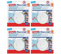 tesa Powerstrips Crochet de plafond Crochet autocollant rotatif blanc pour suspendre la décoration de plafond Powerstrips Large Capacité de maintien jusqu'à 500 g (4 crochets de plafond)