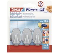 tesa Crochet petit ovale Powerstrip® 57519-00000-20 chrome mat 3 pièces