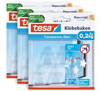 tesa POWERSTRIPS® Crochet adhésif petit transparent – 15 pièces