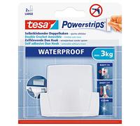 Tesa Powerstrips Double Crochet Rectangulaire Blanc + 2 languettes Waterproof Blanc