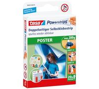 Tesa Powerstrips POSTER Bandes adhésives Double-Face pour Posters - Auto-adhésif et Réutilisable - Adhérence Jusqu'à 200 g - 20 Powerstrips par Lot