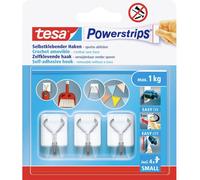 tesa Powerstrips Small Crochet adhésif 3 pièces blanc, acier inoxydable Contenu: 3 pc(s)