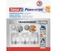 tesa Crochet mural adhésif Powerstrips Wired Hook Small – fil amovible, transparent, 3 crochets
