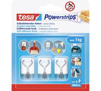 tesa Powerstrips Small Crochet adhésif 3 pièces blanc, acier inoxydable Contenu: 3 pc(s)
