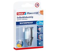 Tesa Powerstrips Waterproof LARGE Languettes Auto-Adhésives de Fixation - Charge Jusqu'à 2 kg - Repositionnables - Conçu pour les Zones Humides - Cuisine, Salle de Bains Blanc