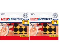 Tesa Protect Feutres Anti-Rayures - Patins Feutre Autocollants pour Une Protection Contre Les Rayures des Sols et Surfaces - Brun - Diamètre 18 mm (Lot de 2)