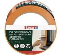 tesa Ruban Adhésif de Plâtrage avec Support en PVC Renforcé - Protection lors du Plâtrage en Extérieur - Résistant aux Températures, Se Déchire à la Main - Orange - 33 m x 50 mm