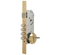 Tesa R100B566E Serrure de Sécurité Monopoint pour Portes en Bois, Acier Émaillé Chromé, Cylindre 30 x 30 mm, 4 Pênes de 14 mm, Demi-Tour Réversible, Rosace et Fixations Incluses