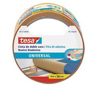 tesa Ruban adhésif double face Universal - 10 m x 50 mm | Ruban adhésif universel multi-usages - Emballage, décoration, bricolage - Ruban adhésif pour fixer la moquette