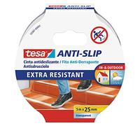 tesa Ruban Antidérapant - 5 m x 25 mm - Transparent | Adhésif antidérapant intérieur/extérieur - Pour escaliers, échelles et sols lisses - Très résistant et adhérent