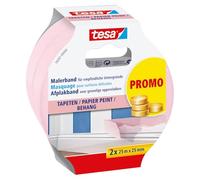 tesa Ruban de masquage - Ruban de masquage fin pour un collage précis - Convient pour les surfaces sensibles en intérieur - 2 x 25 m x 25 mm