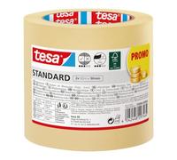 tesa Ruban de Masquage Standard - Lot de 2 - Adhésif Forte Adhérence pour le Masquage pendant les Travaux de Peinture - Sans Solvant - 2 x 50 m x 50 mm