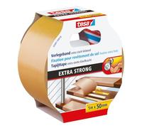 tesa Ruban de pose à adhérence extra forte - 5 m x 50 mm | Ruban adhésif double face pour la pose de moquette et de revêtements en PVC - Destiné aux revêtements de sol très sollicités