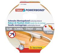 tesa Adhésif de montage Powerbond étroit blanc 5 m x 9 mm 2 rouleaux