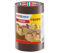 tesa SE Strong Low Noise Parcel Tape for Packing Parcels and Shipping Boxes - Brown - 3 Rolls of 66 m Each - 50 mm, 66 m: 50 mm, 66 m: 50 mm