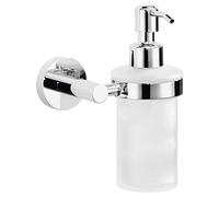 tesa® Smooz Distributeur de savon, finition brillante Métal Chromé, adhésif, technologie sans Percer, 170mm x 70mm x 126mm