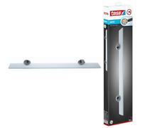 Tesa Smooz Tablette en Verre, Métal Chromé, Arrondi - Étagère de salle de bain murale - Inoxydable - Étanche