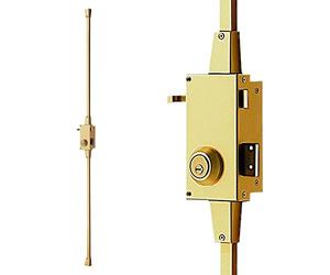 TESA T2B3567LE Serrure multipoint à encastrer, finition laitonnée, 3 points, pênes acier nickelé