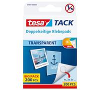 Tesa Tack 200 Pastilles adhésives Double-face Transparent | Bandes adhésives transparentes - Pour murs, fenêtres et miroirs - Fines et double face - Alternative aux punaises