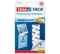 Tesa Tack Pack de 72 Pastilles Transparent, 594080000000 | Bandes adhésives transparentes - Pour murs, fenêtres et miroirs - Fines et double face - Alternative aux punaises