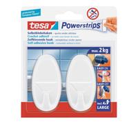 tesa tesa Powerstrips Crochets Large Oval, blanc Quantité:1