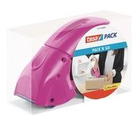tesa Distributeur ruban d'emballage Pack n Go rose - rouleau adhésif 50 m x 50 mm (long. max. 66 m)