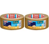 Tesa tesapack Papier Standard - Ruban D'emballage en Papier Écologique, Composé de 56% de Matériaux Biosourcés - Efficace et Recyclable - Marron - 50 m x 50 mm (Lot de 2)