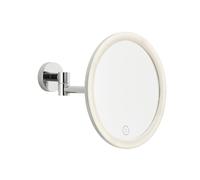 Tesa VISIOON Miroir Maquillage LED - Miroir à Éclairage Variable sans Fil - Contrôle Tactile, Batterie Intégrée, Grossissement 5X, Bras Articulé - Montage Mural sans Perçage - 18 cm - Chromé