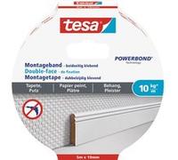 tesa Adhésif double-face Powerbond pour papier peint 5 m x 19 mm blanc 10 kg/mètre
