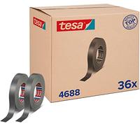 tesaband 4688 Ruban adhésif tissu Standard - Argent mat - 50m x 25mm - x36 | Ruban de réparation toilé pour usage en intérieur - Ruban en maille imperméable et résistant à la chaleur