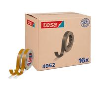 tesafix 4952 Lot de 16 x Ruban Adhésif Double Face de Montage en Mousse PE - Résistant à l'Humidité - Pour une Fixation sans Perçage - Blanc - 16 Rouleaux de 50 m x 19 mm Chacun