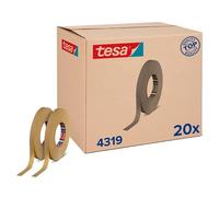 tesakrepp 4319 Lot de 20 Rubans Adhésifs de Masquage en Papier Crêpé pour les Courbes et les Arrondis dans les Travaux de Peinture - Marron - 20 Rouleaux de 50 m x 15 mm