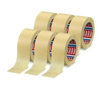 tesakrepp 4319 Ruban de Masquage Courbes - x12 - Marron Clair, 50 m x 25 mm | Bande élastique pour protéger les courbes et arrondis lors des travaux - S'enlève sans laisser de traces