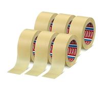 tesakrepp 4323 Basic Ruban de Masquage pour Peintre en Lot de 6 - Bande Adhésive Élastique pour tous Travaux de Peinture Courants - Beige Clair - 6 Rouleaux de 50 m x 50 mm Chacun