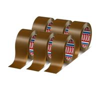 tesapack 4124 Ruban adhésif colis PVC/NR - 66 m x 50 mm -marron- 6 rouleaux | Ruban d'emballage premium pour colis de poids moyen à lourd - Ruban adhésif indéchirable et à déroulement silencieux
