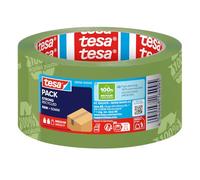 tesapack Eco&Strong - Ruban Adhésif d'Emballage Écologique en Plastique 100% Recyclé, Résistant aux UV et au Vieillissement - Vert imprimé - 66 m x 50 mm