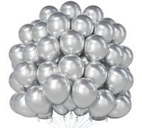 Teselife 100 Ballons Argent Métallisé en Latex 12 Pouces, pour Anniversaire, Mariage, Diplôme, Réveillon du Nouvel An, Noël, Décoration Fêtes et Événements Festifs