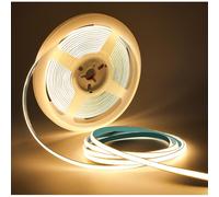 Tesfish Ruban LED 5V, 5mm de large Bande COB ultra étroite Blanc Chaud 3000K 5 mètres 400 LEDs/M Total 2000 LEDs Lumière Néon pour Fête, Comptoir, étagère, Décoration Intérieure