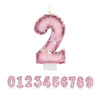 TESGADGETS Bougie d'anniversaire Rose Chiffre 2, Bougies d'anniversaire Papillon combinables pour gâteau, Bougie pailletée Chiffre 2 comme décoration de gâteau pour fête d'anniversaire