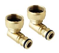 Tesmotor Lot de 2 raccords coudés pour robinet - Système de prise - Filetage interne de 3/4" (26,5 mm/G3/4") - Adaptateur de tuyau en laiton