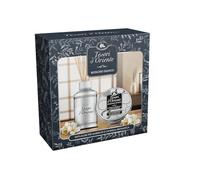 Tesori d'Oriente - Coffret Cadeau, Parfum d'ambiance avec bâtonnets 200 ML et Bougie parfumée Petite 109 g, Parfum Mousse Blanche, boîte Cadeau