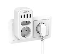TESSAN 6 en 1 Multiprise Murale 4 Prises USB 3600W, Blanc