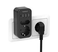 TESSAN 6 en 1 Multiprise Murale 4 Prises USB 3600W, Noir