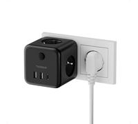 TESSAN 6 en 1 Multiprise Murale avec USB C, Prise Multiple, Noir