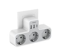 TESSAN 6 en 1 Prise Multiple Murale 3 Sortie AC avec 3 Ports USB, Prise Electrique Chargeur USB 3600W pour la Maison, Bureau, Compatible avec Phone, Pad