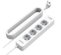 TESSAN 7 en 1 Multiprise 4 Sortie AC avec 3 USB, Prise Multiple avec Interrupteur et Rallonge Electrique 5M, Conivent pour Bureau, Maison, Compatible Phone et Électroménager, Gris