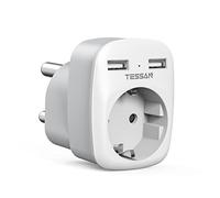 TESSAN Adaptateur Prise Afrique du Sud avec 2 USB, Prise Afrique du Sud, Adaptateur France vers Namibie, Type M