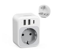 TESSAN Adaptateur Prise Anglaise, 4 en 1 Prise Irlande avec 1 USB C et 2 USB A, Adaptateur Type G France vers UK Écosse Dubai Malte Malaisie Chypre Arabie Saoudite Maldives