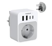 TESSAN Adaptateur Prise Anglaise, 5 en 1 Prise Anglaise Adaptateur Francais avec 2 USB C et 2 USB A, 3250W Adapter Irlande, Type G pour UK Irlande Dubai