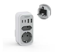 TESSAN Adaptateur Prise Anglaise, 6 en 1 Prise UK avec 2 USB C et 2 USB A, Adaptateur Type G France vers Irlande Angleterre Ecosse Malte Dubai Vietnam Arabie Saoudite Maldives Chypre Malaisie